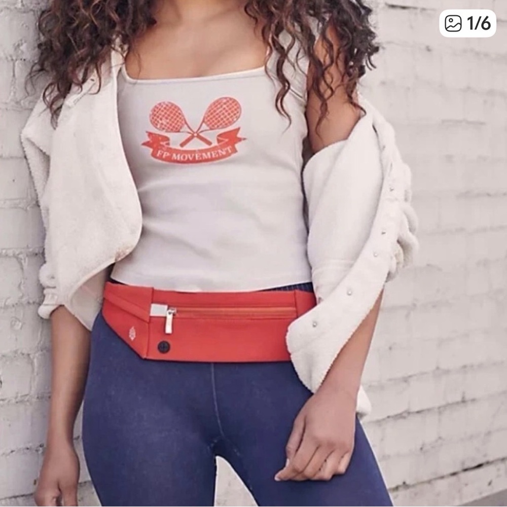 FP Movement by Free People Tank Top w Orange Athletic Paddle Graphic Size XS
